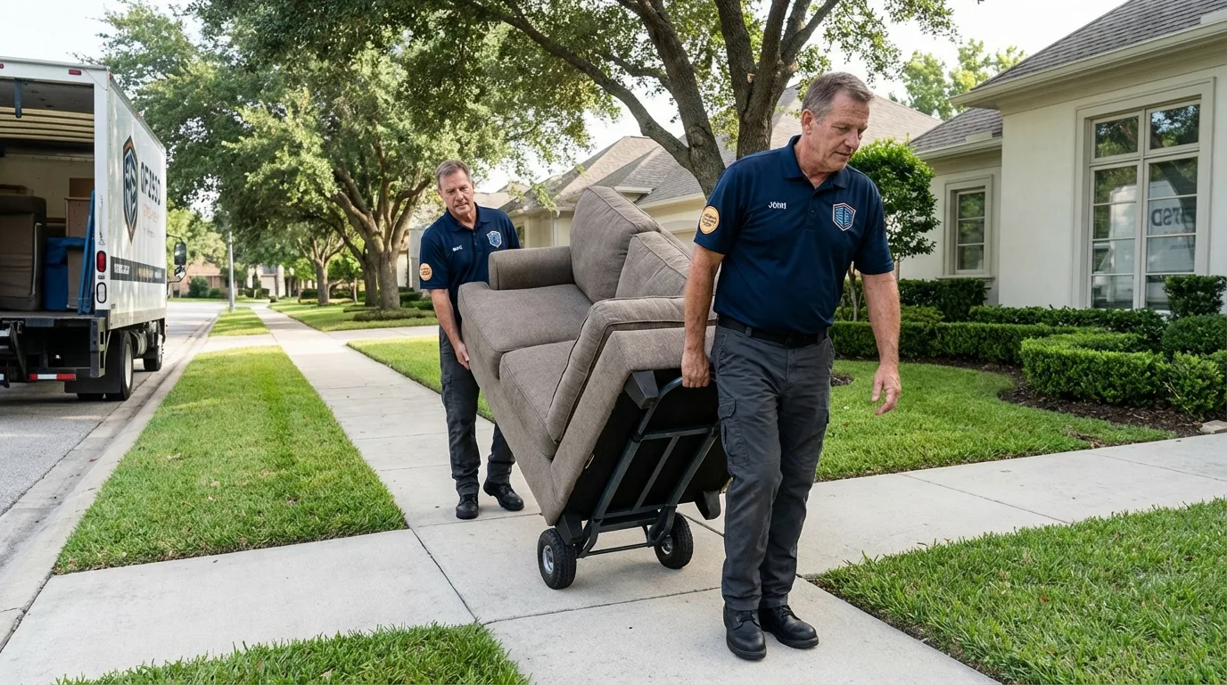 Local residential moving crew loading furniture in Berlin, NH
